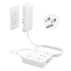 TROND Flat Plug Power Strip with Outlet Cover - 6ft Extension Cord with Multiple Outlets and 4 USB Ports, Mountable Surge Protector Outlet Concealer, Kitchen Home Improvement for Hide Messy, White