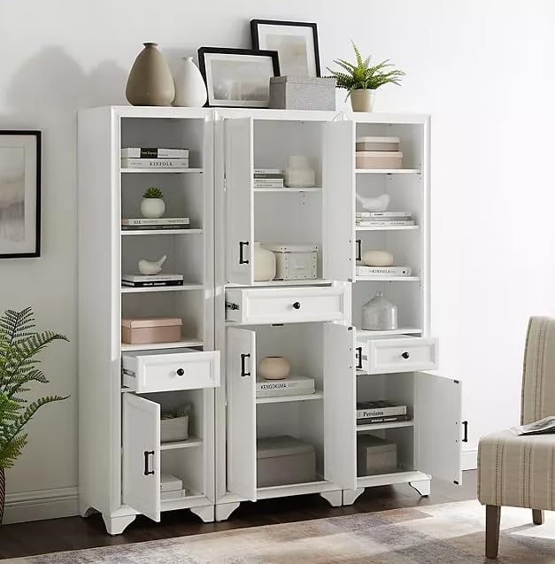3-Piece Kitchen Storage Cabinet Set, Tall Pantry with Shelves and Drawers, Mo...