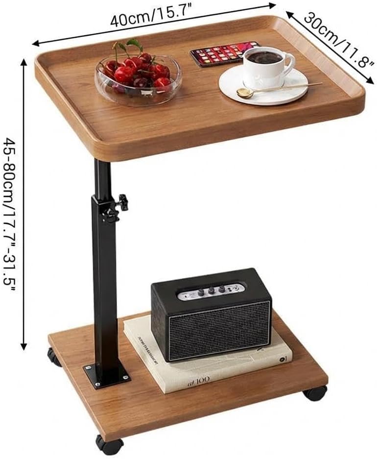 GarveeTech C-Shaped End Table with Adjustable Height, 360° Swivel TV Tray Tab...