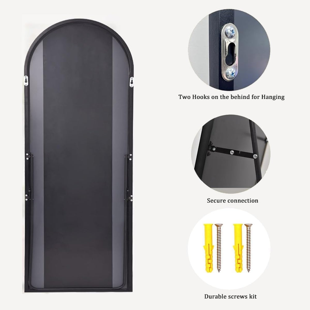 Arched Full Length Mirror, 81"x41" Large Floor Mirror, Black