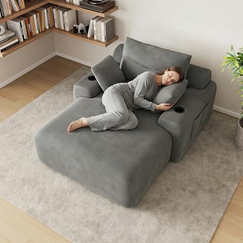 69” Floor Chaise Lounge Chair Indoor, Oversized Chaise Lounge Reading Chairs ...