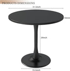 Black Round Table Modern Dining Table Tulip Round Kitchen Table Mid Century Coffee Table for Living Room, 31.5 inch
