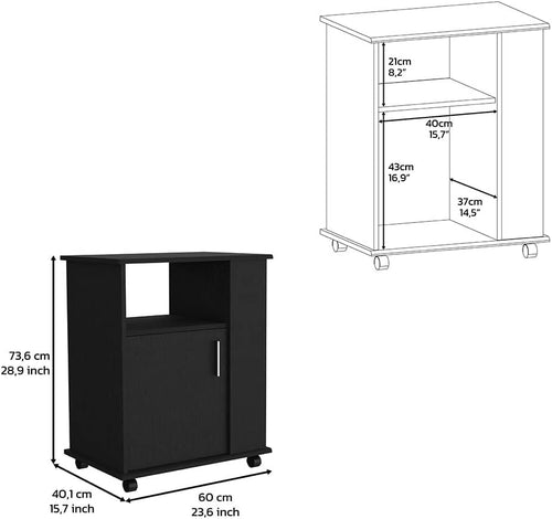 23.6" D*15.7" W*28.9" H Freestanding Kitchen Pantry with Open Shelf, Lower Single Door, Rectangular Storage Cabinet, Traditional, for Living Room, Dining Room, Black