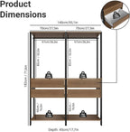 Madesa Kitchen Pantry Storage Rack with 4 Drawers 4 Shelves and 2 Hanging Rods 55" L Modular Multiuse Cabinet for Kitchen Organization - Black/Brown