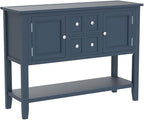 Merax Modern Wood Buffet Sideboard with Drawers and Bottom Shelf Console Table for Living Room Dinning Room Kitchen (Light Navy)