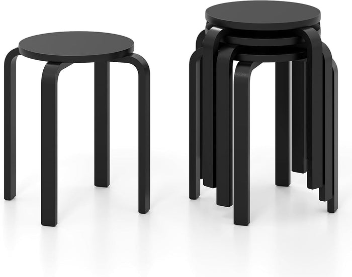 GOFLAME Stackable Bentwood Stools Set of 4, 18" Backless Wooden Chairs