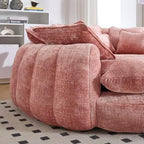 81.1in Extra Wide Round Boneless Sofa, Oversized Round Chaise Lounge Comfy, Upholstered Cloud Chenille Sleeper Lounge Chair with 14 Pillows for Living Room