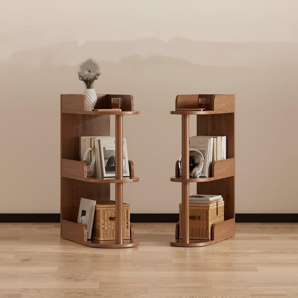 Solid Wood Side Tables Multi-Layer Storage Rack Bedside Table End Table Books...