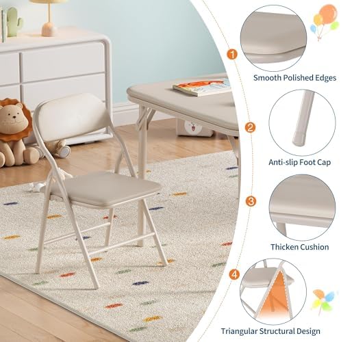 GAOMON 5 Piece Set Folding Table and Chairs Set for Boys and Girls