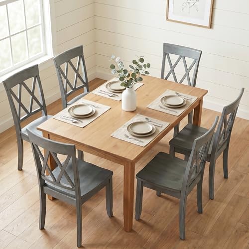 DUHOME Wood Dining Chairs Set of 2 with Cross Back,Grey