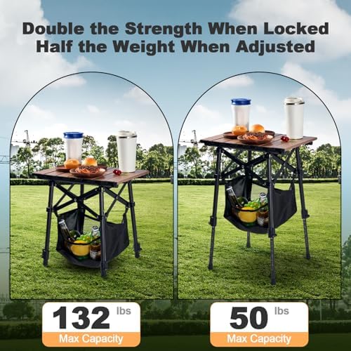 Odoland Portable Camping Table, Folding for Beach Outdoor Adjustable Height