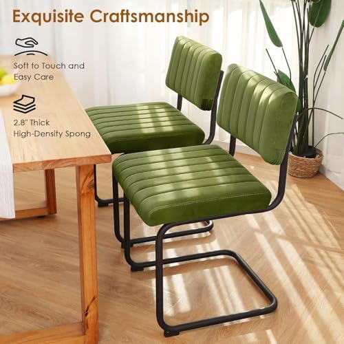 ONEVOG Mid Century Modern Dining Chairs Set of 2, Green Velvet Kitchen Chairs...