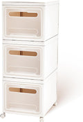 Shoe Box Shoe Storage Box Shoe Storage Organizer ，Under Bed Shoe Storage， With Wheels Stackable (White, 3 Pack)