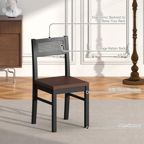 Dining Table Set for 4, Solid Wood Kitchen Table Chairs Set of 4, 43.3” Space...