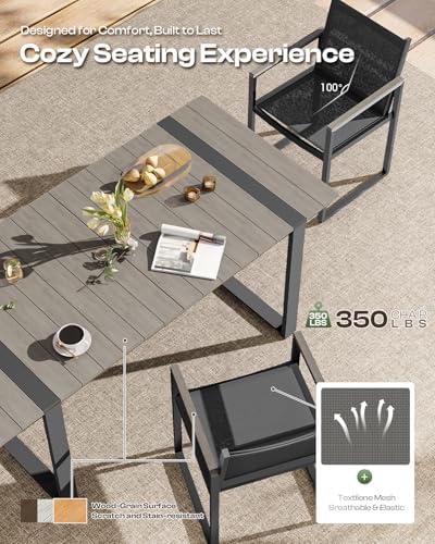 Full Grounded Outdoor Dining Set, Aluminum Patio Table and Chairs
