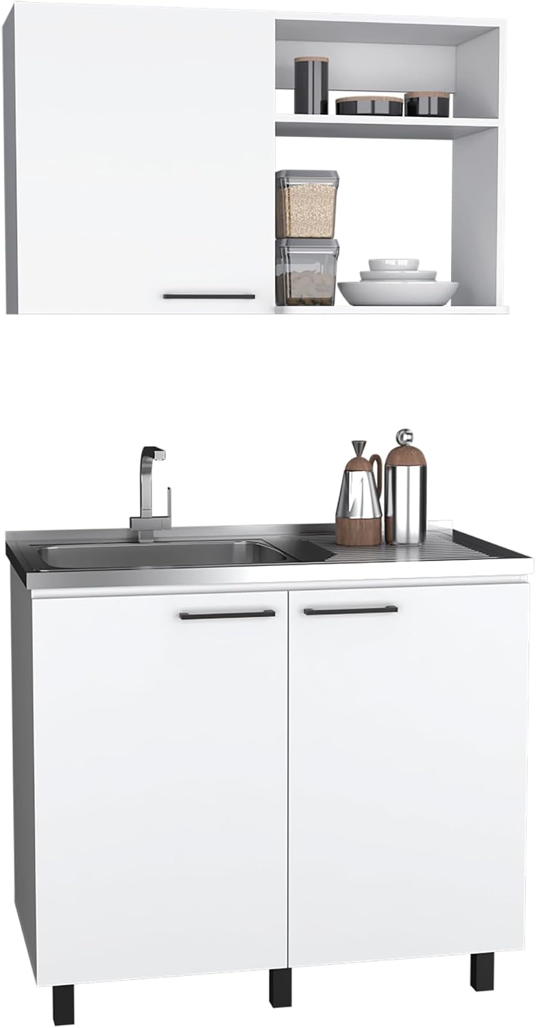 2 Piece Kitchen Set with Wall Cabinet and Utility Sink | Includes stainless s...