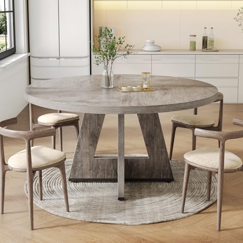 LITTLE TREE Round Dining Table for 4-6 People, 47 Inches Dining Room Table wi...