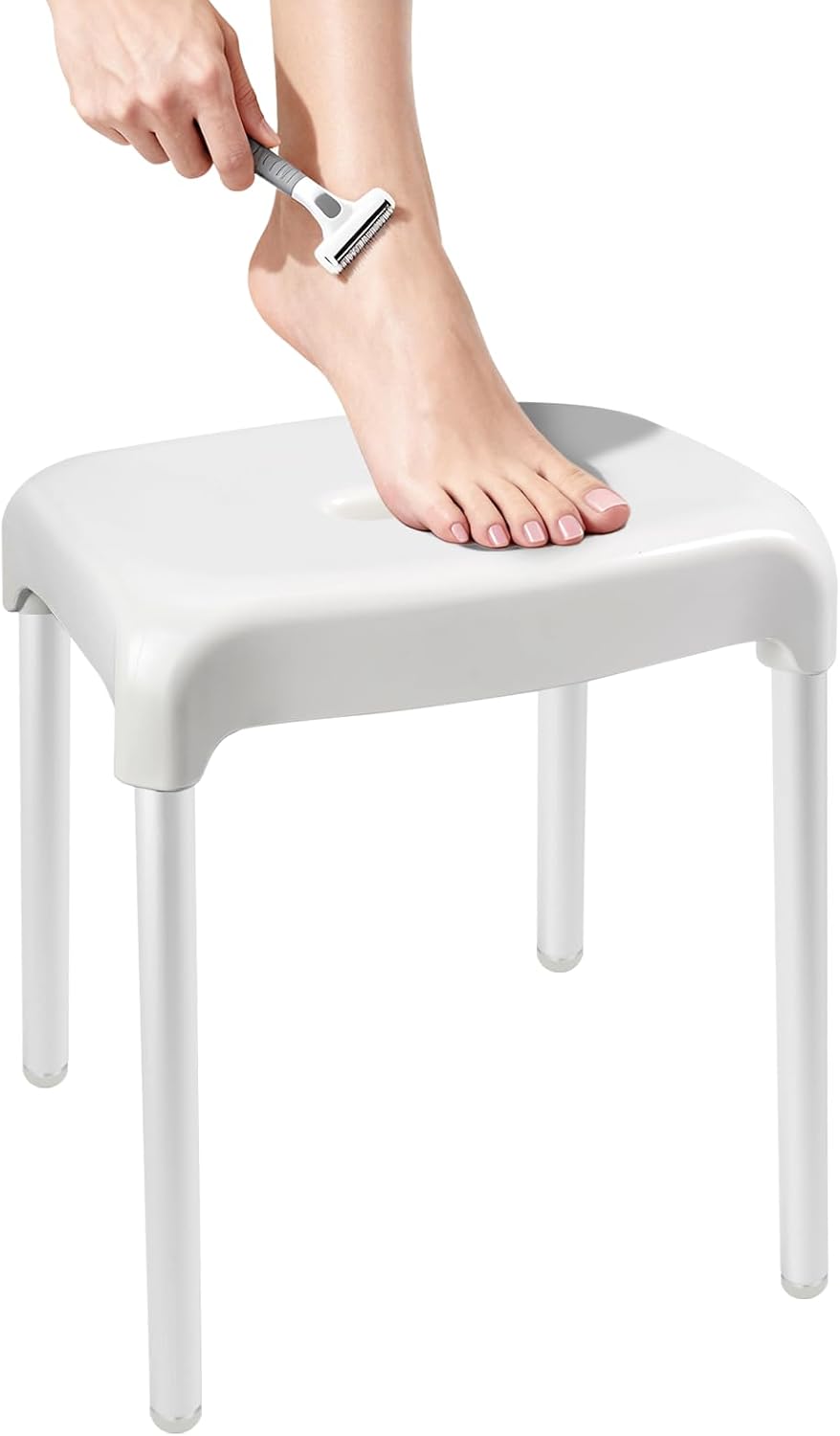 Umimile Shower Stool for Shaving Legs - Fixed Height, Sturdy 330 lb Bath Seat - Anti-Slip Safety Shower Stool for Shaving Legs, Elderly and Disabled, Tool-Free Assembly (Height: 13.8")