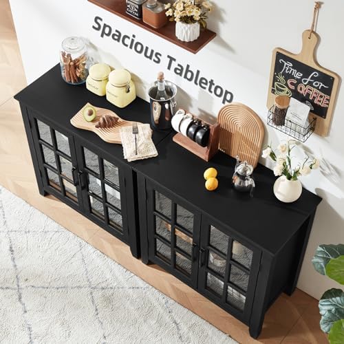 Large Sideboard Buffet Cabinet with Storage, 32" Farmhouse Kitchen Coffe...
