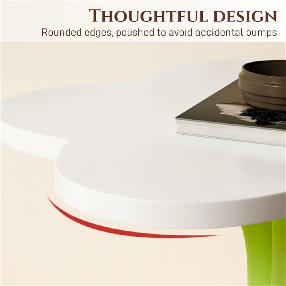 Funky Flower-Shaped Sofa Side Table, Small Nightstand/Coffee Table with Stora...