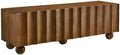 Modway Sorren 54 Inch Scalloped TV Stand in Walnut – 3 Door Media Console Cabinet – Modern Storage TV Stand with Doors