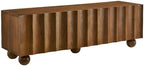 Modway Sorren 54 Inch Scalloped TV Stand in Walnut – 3 Door Media Console Cabinet – Modern Storage TV Stand with Doors