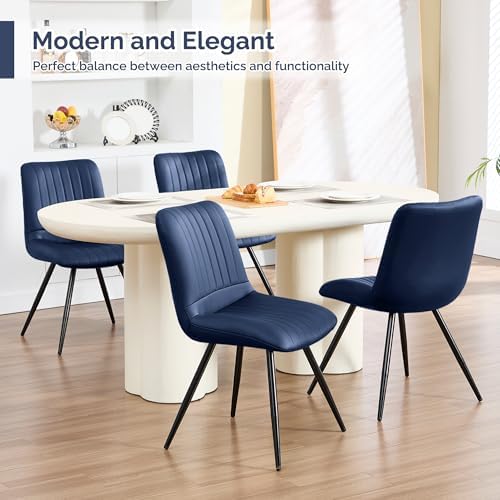 Dining Chairs Set of 8, Modern Dining Chairs with Thick Cushions, PU Leather ...