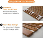 EMOOR Wood Roll-Type Slatted Bed OSMOS Twin for Japanese Futon Mattress (Brown), Breathable Floor Sleep Tatami Mat