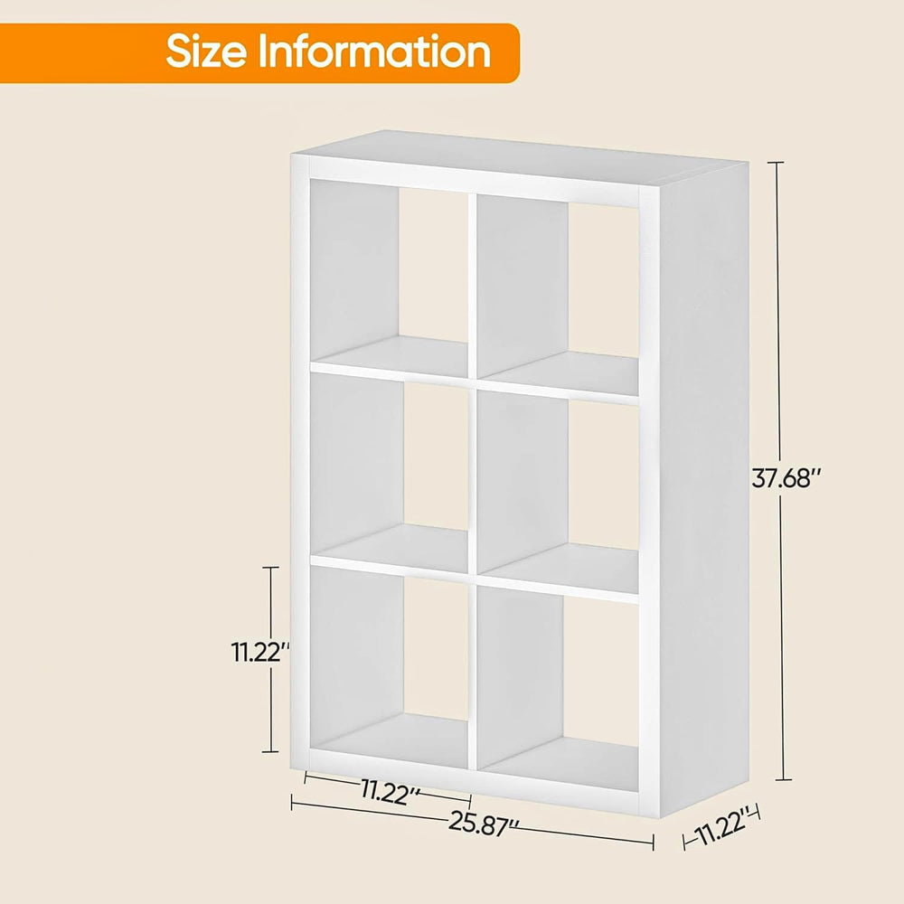 Bookshelf with Storage Bin, 6-Cube Storage Organizer, Modern Wood Open Bookca...