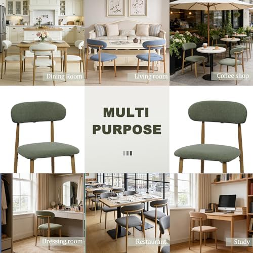 FREKEN Modern Upholstered Dining Chairs Set of 4, Mid-Century Metal Frame wit...
