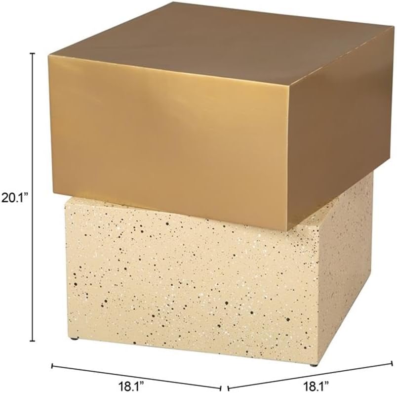 Pemberly Row Square End Table, 20.1 in Height, Electroplated Iron, Gold &...