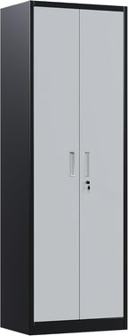 Aobabo 24" W Metal Storage Cabinet with Locking Doors and Adjustable Shelves,Black Gray