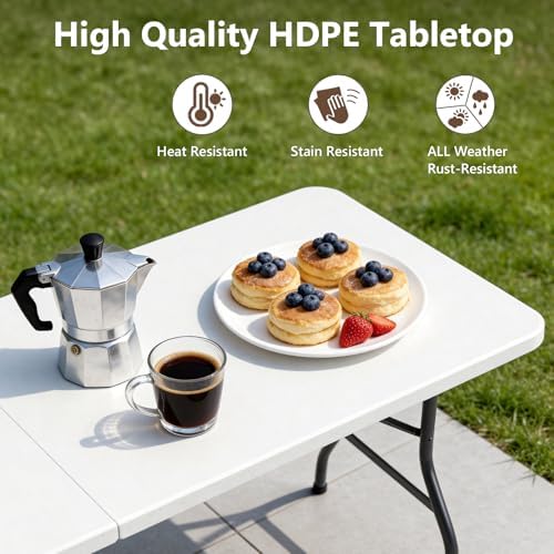Folding Table 2 Pack, 6 FT Foldable Plastic Table with Carrying Handle, Heavy...