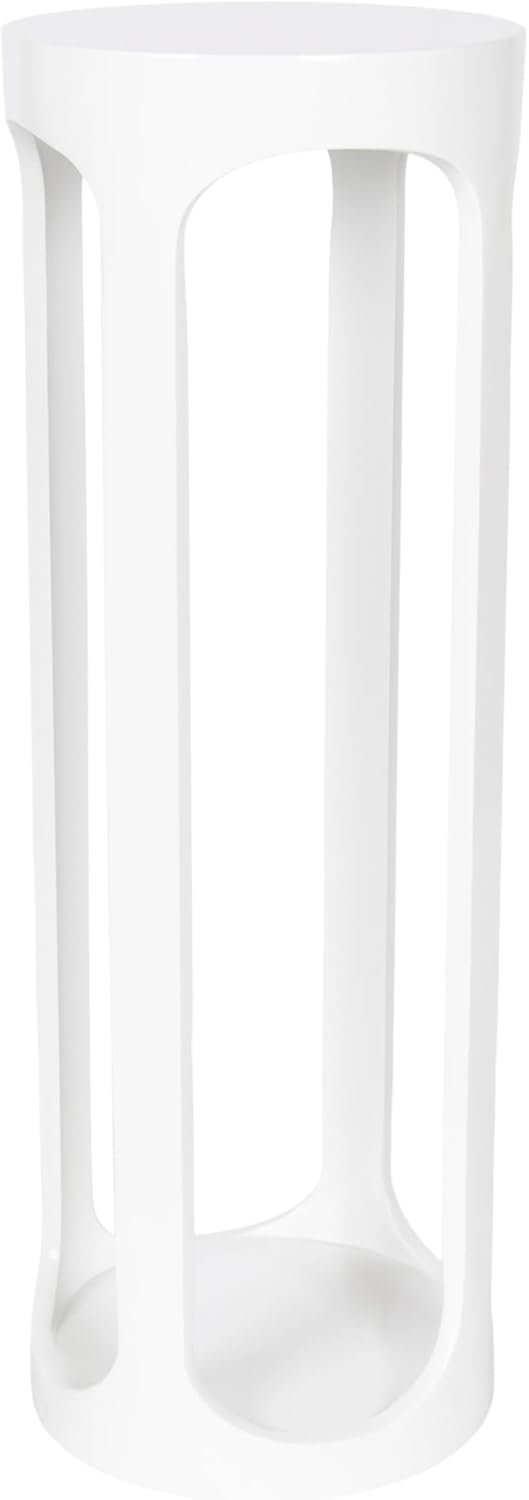Kate and Laurel Dahl Modern Wooden Round Drink Table, 8 x 8 x 23, White, Transitional Circle Accent Pedestal Table for Living Room Plant Stand Indoors or Mini Bedroom Nightstand