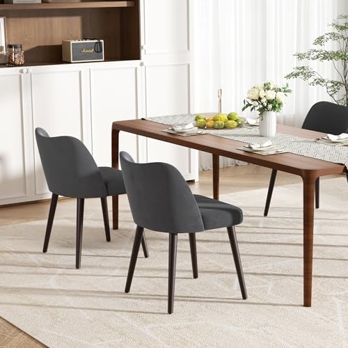 Modern Fabric Upholstered Dining Chairs Mid Century Farmhouse Dinner Chair wi...