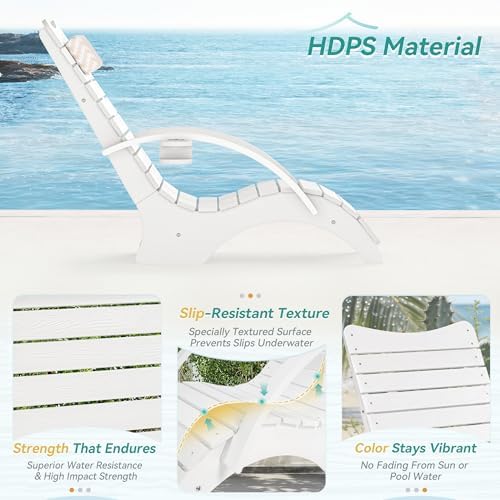 Pool Lounge Chairs with Armrest & Cup Holder, 8-10in Shallow Water | HDPS...