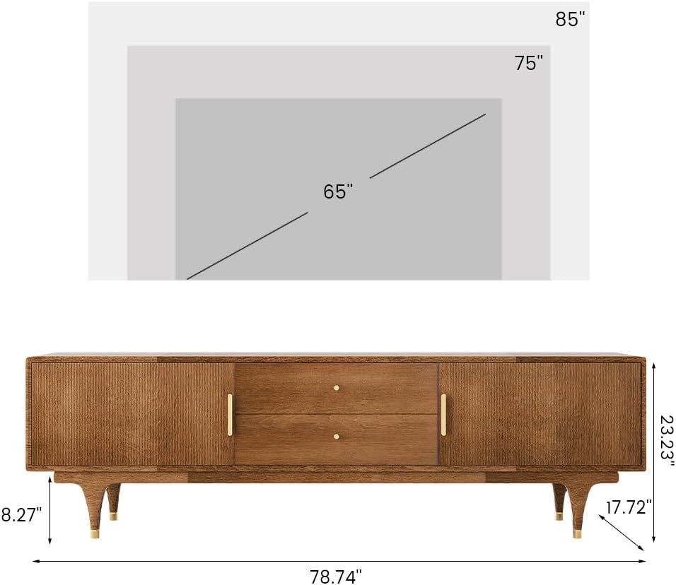 POVISON TV Stand with Storage, 78.74" Mid Century Modern TV Stand for Li...