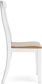 Signature Design by Ashley Ashbryn Farmhouse Armless Dining Chair with Bent Slat Back, Set of 2, White & Light Brown