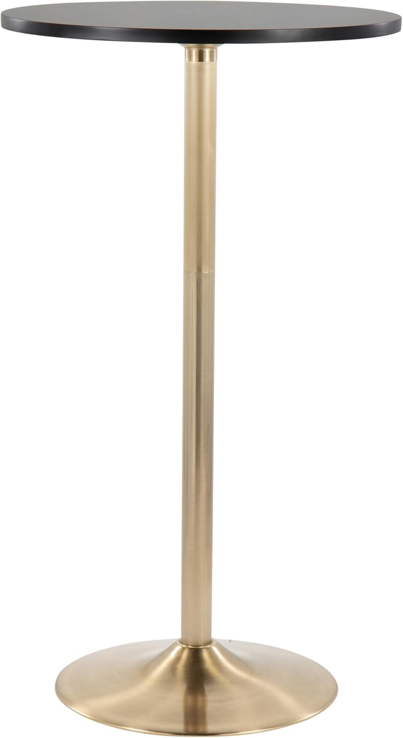 Adjustable Dining/Bar Table Gold Base, Wood Top Black | Adjustable 30 in dini...