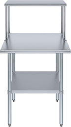 AmGood Stainless Steel Work Table with Wide Single Tier Overshelf | Metal Kitchen Prep Table & Shelving Combo (24"" x 30"" Work Table + 12"" Overshelf), AMGWT2430+SOS1230FM1