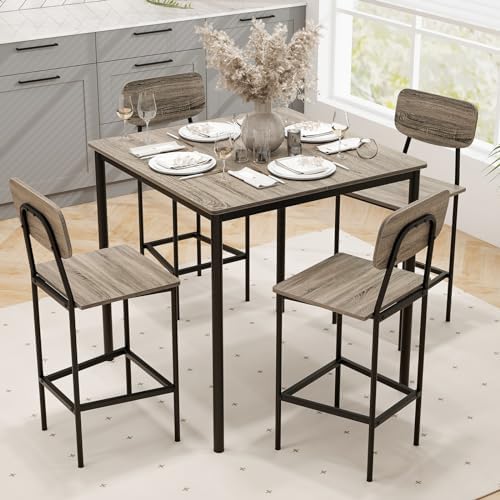 Tangkula Counter Height Dining Table Set, Bar Table and Chairs, Pub Table and...