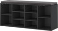NUNU LAB Shoe Storage Bench, Shoe Bench with Removable Cushion 10 Cubbies, Space Saving Shoe Rack, 41 x 12 x 16.75 Inches, Black