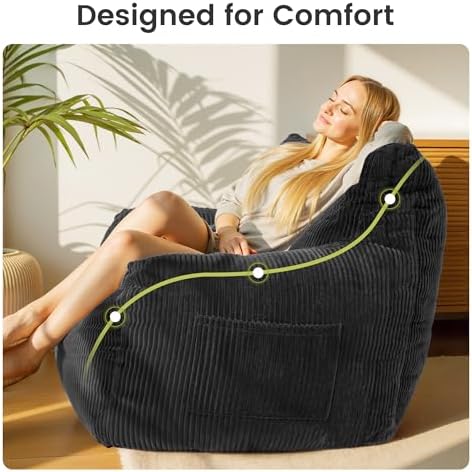 59" Corduroy Bean Bag Chair,2 Seat Loveseat Sofa,Corduroy Lazy Sofa Bed ...
