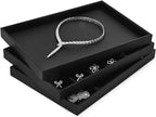 Ring Display Tray Black Jewelry Organizer Tray PU Leather Ring Earrings Display Organizer Tray