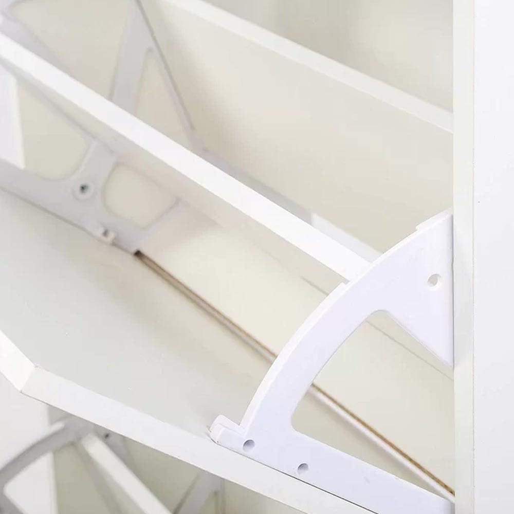 BAKAJI Slim Shoe Rack in Melamine Wood with 2 Folding Doors and Double Depth Dimensions 60 x 24 x 83.5 cm (White)