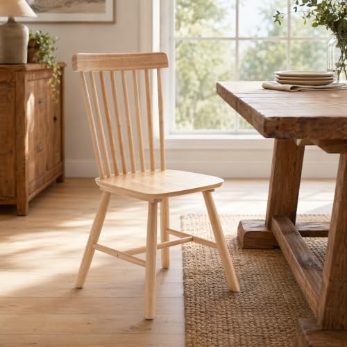Windsor Dining Chairs Set of 6, Spindle Back Wooden Chairs