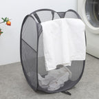 Foldable Mesh Popup Laundry Hamper,Laundry Basket Easy to Open and Fold for Dorm,Travel, College Dorms, and More (2 dark gray)