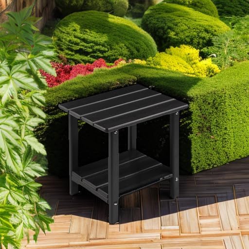 Apolimi Adirondack Outdoor Side Table, 2-Tier Sturdy Patio End Table Weather ...