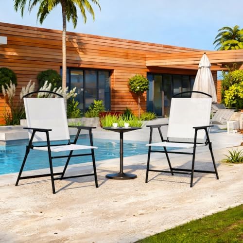 Outdoor Folding Patio Dining Chairs With Armrest for Garden Lawn Poolside Bac...