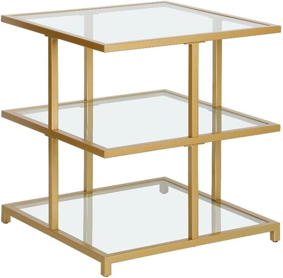 Pemberly Row Contemporary 22" Gold Finish Side Table, Handcrafted Metal ...